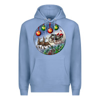 Colony Blue santa claus with deer christmas ornament Premium Hoodie - BundleAndBundleShop