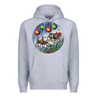 Heather Grey santa claus with deer christmas ornament Premium Hoodie - BundleAndBundleShop