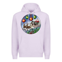 Lilac santa claus with deer christmas ornament Premium Hoodie - BundleAndBundleShop