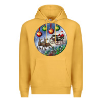 Mustard santa claus with deer christmas ornament Premium Hoodie - BundleAndBundleShop