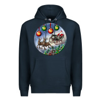 Navy santa claus with deer christmas ornament Premium Hoodie - BundleAndBundleShop