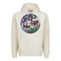 Oatmeal Heather santa claus with deer christmas ornament Premium Hoodie - BundleAndBundleShop