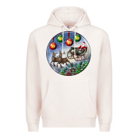 Pale Pink santa claus with deer christmas ornament Premium Hoodie - BundleAndBundleShop