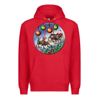 Red santa claus with deer christmas ornament Premium Hoodie - BundleAndBundleShop