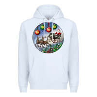 White santa claus with deer christmas ornament Premium Hoodie - BundleAndBundleShop