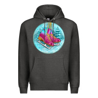 Charcoal Heather ice skate christmas ornament Premium Hoodie - BundleAndBundleShop