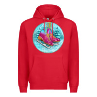 Red ice skate christmas ornament Premium Hoodie - BundleAndBundleShop