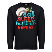 Black eat sleep baseball repeat Premium Sweatshirt - texasbilliewilder