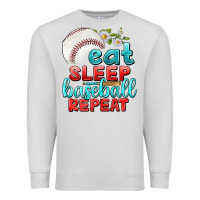 Dove Grey eat sleep baseball repeat Premium Sweatshirt - texasbilliewilder