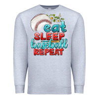 Heather Grey eat sleep baseball repeat Premium Sweatshirt - texasbilliewilder