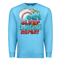 Ocean Blue eat sleep baseball repeat Premium Sweatshirt - texasbilliewilder