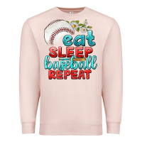 Pale Pink eat sleep baseball repeat Premium Sweatshirt - texasbilliewilder