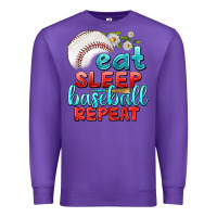 Purple eat sleep baseball repeat Premium Sweatshirt - texasbilliewilder