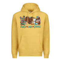 Antique Gold peace love coffee Premium Hoodie - AdoDesignShop