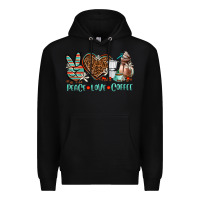 Black peace love coffee Premium Hoodie - AdoDesignShop