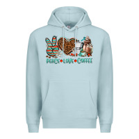 Blue Mist peace love coffee Premium Hoodie - AdoDesignShop