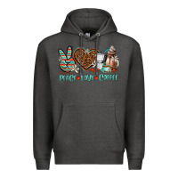 Charcoal Heather peace love coffee Premium Hoodie - AdoDesignShop
