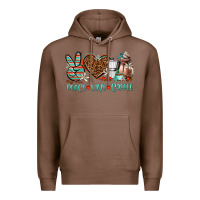 Chestnut peace love coffee Premium Hoodie - AdoDesignShop