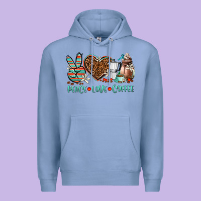 Peace Love Coffee Premium Hoodie Designed By Adodesignshop