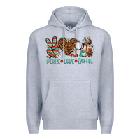 Heather Grey peace love coffee Premium Hoodie - AdoDesignShop