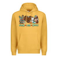 Mustard peace love coffee Premium Hoodie - AdoDesignShop
