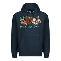 Navy peace love coffee Premium Hoodie - AdoDesignShop