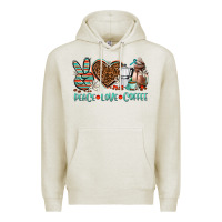 Oatmeal Heather peace love coffee Premium Hoodie - AdoDesignShop