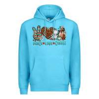 Ocean Blue peace love coffee Premium Hoodie - AdoDesignShop
