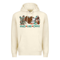 Sandshell peace love coffee Premium Hoodie - AdoDesignShop