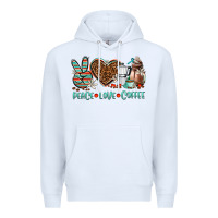 White peace love coffee Premium Hoodie - AdoDesignShop