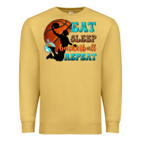 Antique Gold eat sleep basketball repeat Premium Sweatshirt - texasbilliewilder