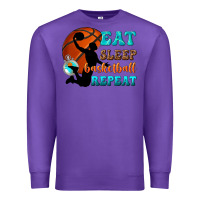 Purple eat sleep basketball repeat Premium Sweatshirt - texasbilliewilder