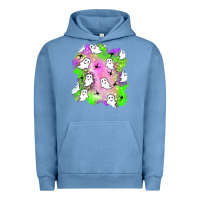 Pigment Pebble Blue ghost halloween patch Urban Hoodie - BundleAndBundleShop
