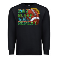 Black eat sleep football repeat Premium Sweatshirt - texasbilliewilder