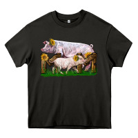 Asphalt Mom With White Chester Pig And Baby Pig Heavy Core Tee - LillyAllenDesigns