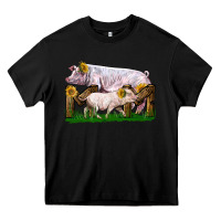 Black Mom With White Chester Pig And Baby Pig Heavy Core Tee - LillyAllenDesigns