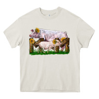 Cream Mom With White Chester Pig And Baby Pig Heavy Core Tee - LillyAllenDesigns
