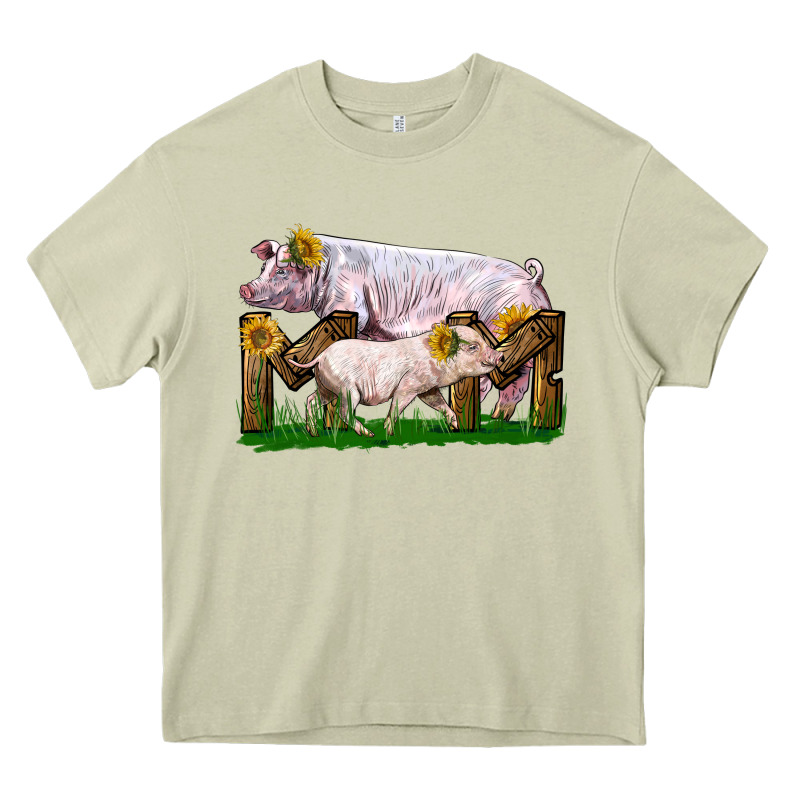 Mom With White Chester Pig And Baby Pig Heavy Core Tee by LillyAllenDesigns | Teevron