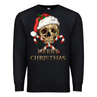 Black merry christmas skull Premium Sweatshirt - RanaPortraitStore
