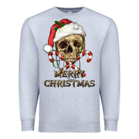 Heather Grey merry christmas skull Premium Sweatshirt - RanaPortraitStore