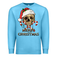 Ocean Blue merry christmas skull Premium Sweatshirt - RanaPortraitStore