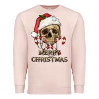 Pale Pink merry christmas skull Premium Sweatshirt - RanaPortraitStore