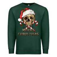 Sports Green merry christmas skull Premium Sweatshirt - RanaPortraitStore