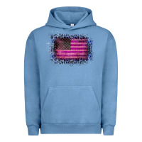 Pigment Pebble Blue Old Leopard American Flag Urban Hoodie - Bettercallsaul