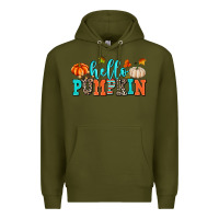 Army Green hello pumpkin Premium Hoodie - AdoDesignShop