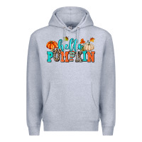 Heather Grey hello pumpkin Premium Hoodie - AdoDesignShop