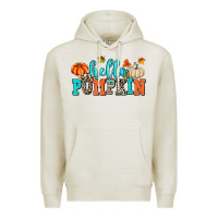 Oatmeal Heather hello pumpkin Premium Hoodie - AdoDesignShop