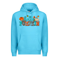 Ocean Blue hello pumpkin Premium Hoodie - AdoDesignShop