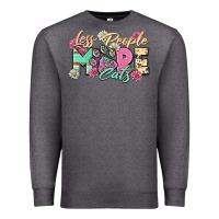 Charcoal Heather less people more cats Premium Sweatshirt - Zillion Design Studio