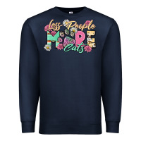 Navy less people more cats Premium Sweatshirt - Zillion Design Studio